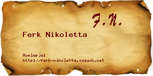Ferk Nikoletta névjegykártya